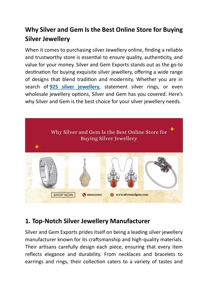 why silver and gem is the best online store