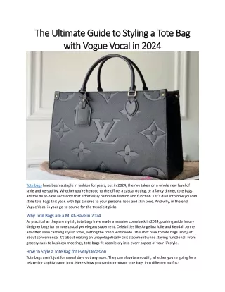 The Ultimate Guide to Styling a Tote Bag with Vogue Vocal in 2024