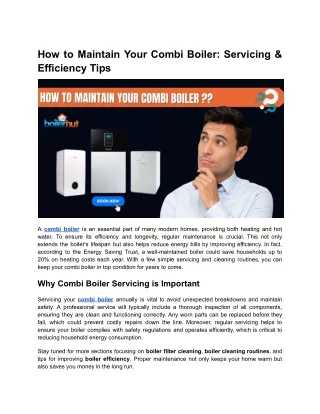 How to Maintain Your Combi Boiler