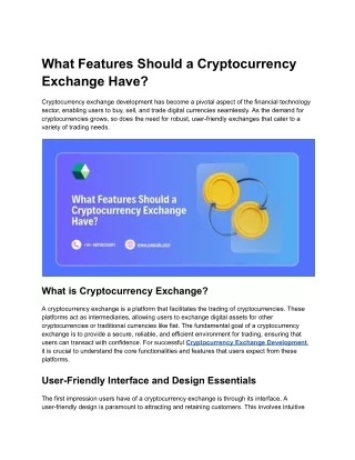 What Features Should a Cryptocurrency Exchange Have