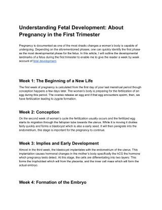 Understanding Fetal Development: About Pregnancy in the First Trimester