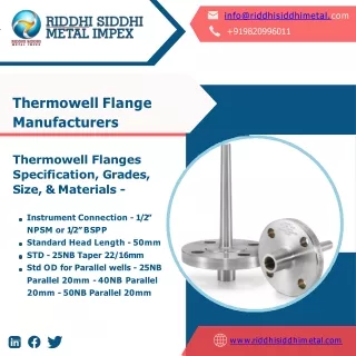 SS Flanges | Thermowell Flanges | Gaskets - Riddhi Siddhi Metal Impex