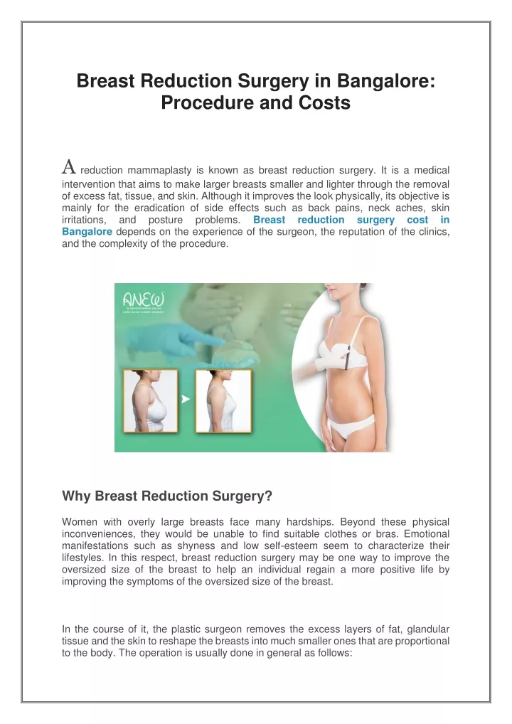 breast reduction surgery in bangalore procedure