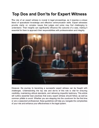 Top Dos and Don’ts for Expert Witness