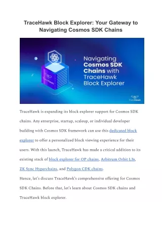 TraceHawk Block Explorer: Your Gateway to Navigating Cosmos SDK Chains