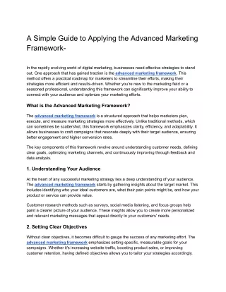 a simple guide to applying the advanced marketing