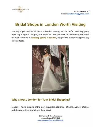 Bridal Shops in London Worth Visiting