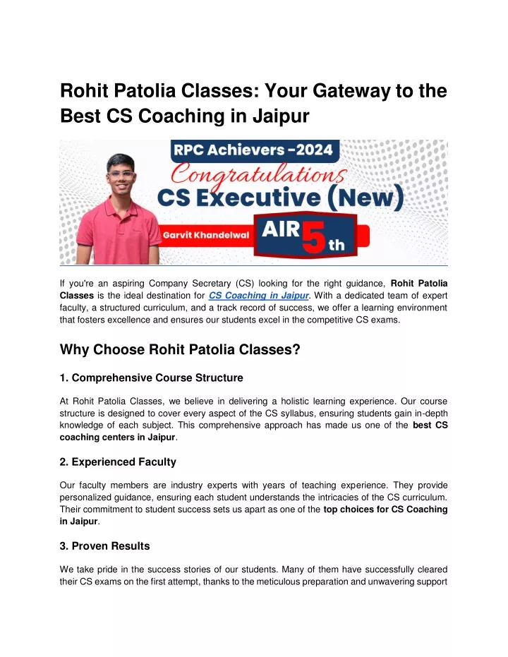 rohit patolia classes your gateway to the best