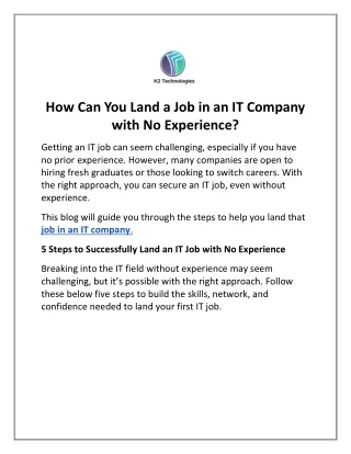 How Can You Land a Job in an IT Company with No Experience?