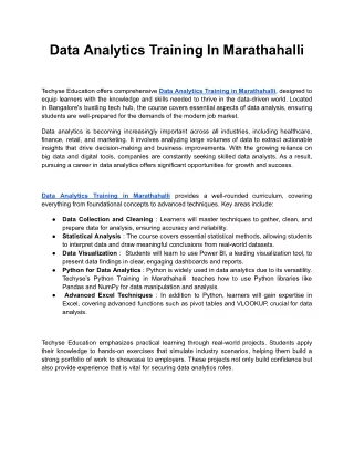 Data Analytics Training In Marathahalli