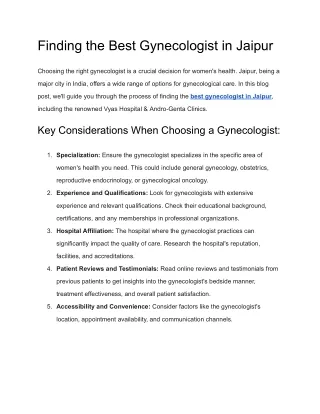 Finding the Best Gynecologist in Jaipur