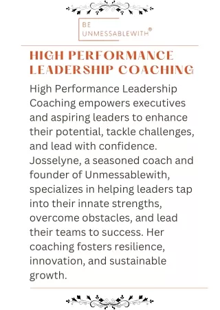 High Performance Leadership Coaching with Josselyne Herman-Saccio