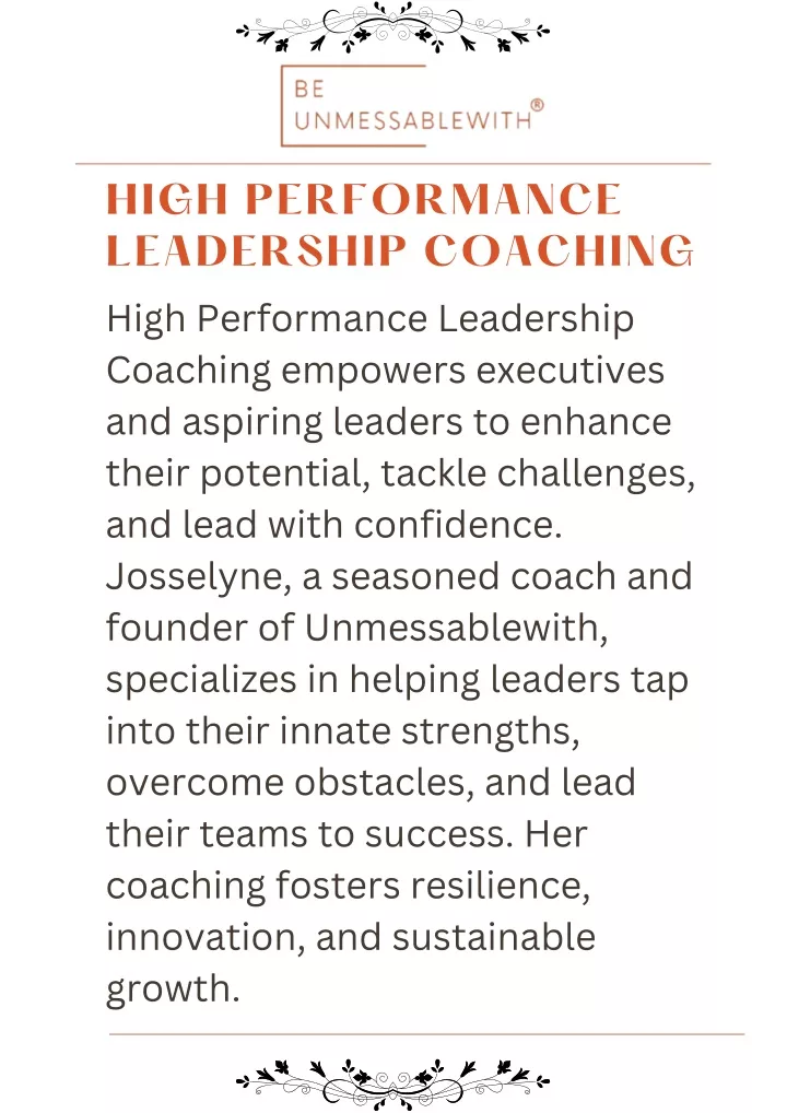 high performance leadership coaching