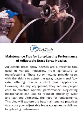 Maintenance Tips for Long-Lasting Performance of Adjustable Brass Spray Nozzles