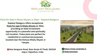 Plots for Sale in Khatu Shyam Ji, Sikar - Replant Realguru