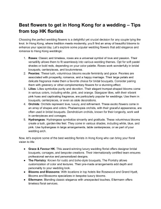 Best flowers to get in Hong Kong for a wedding – Tips from top HK florists