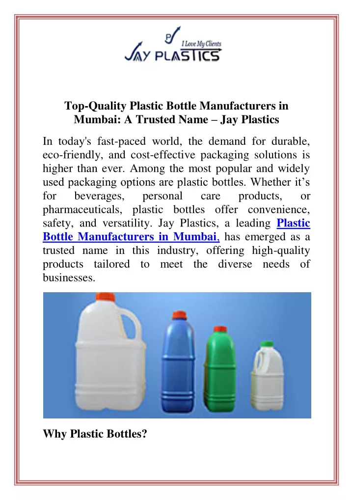 top quality plastic bottle manufacturers