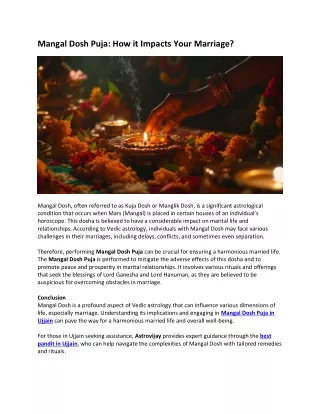 mangal dosh puja how it impacts your marriage