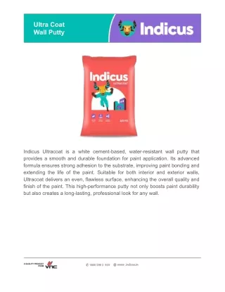 Indicus Ultracoat: Water-Resistant Wall Putty