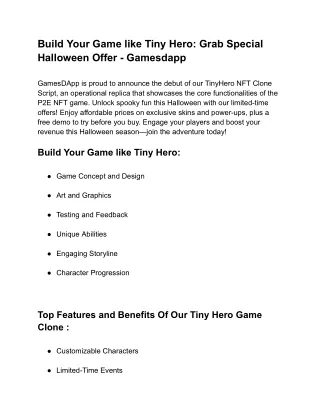 Build Your Game like Tiny Hero: Grab Special Halloween Offer - Gamesdapp