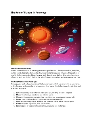 The Role of Planets in Astrology