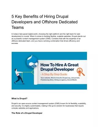 5 Key Benefits of Hiring Drupal Developers and Offshore Dedicated Teams