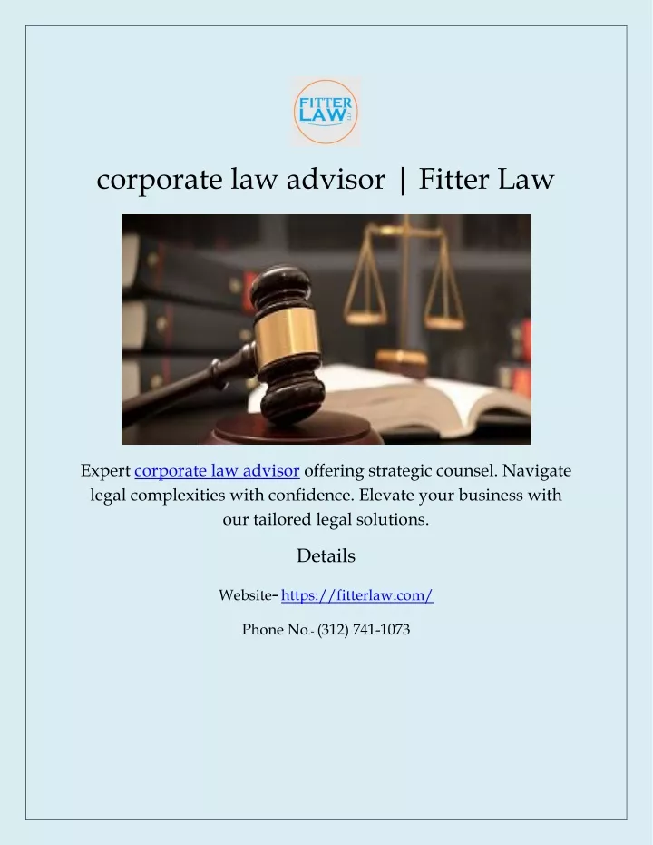 corporate law advisor fitter law