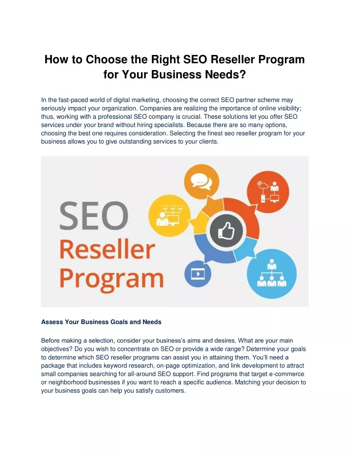 how to choose the right seo reseller program