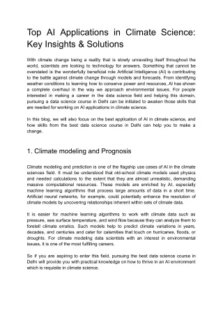 Top AI Applications in Climate Science: Key Insights & Solutions