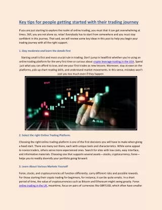 key tips for people getting started with their