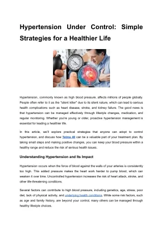hypertension under control simple