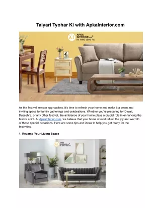 Taiyari Tyohar Ki with ApkaInterior