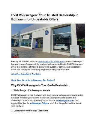 EVM Volkswagen_ Your Trusted Dealership in Kottayam for Unbeatable Offers