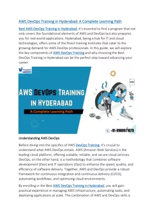 Best AWS DevOps Training in Hyderabad | DevOps Institute in Hyderabad