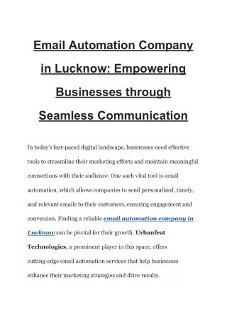 Email Automation Company in Lucknow_ Empowering Businesses through Seamless Communication