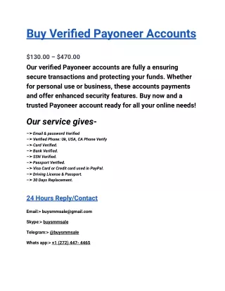 Buy Verified Payoneer Accounts