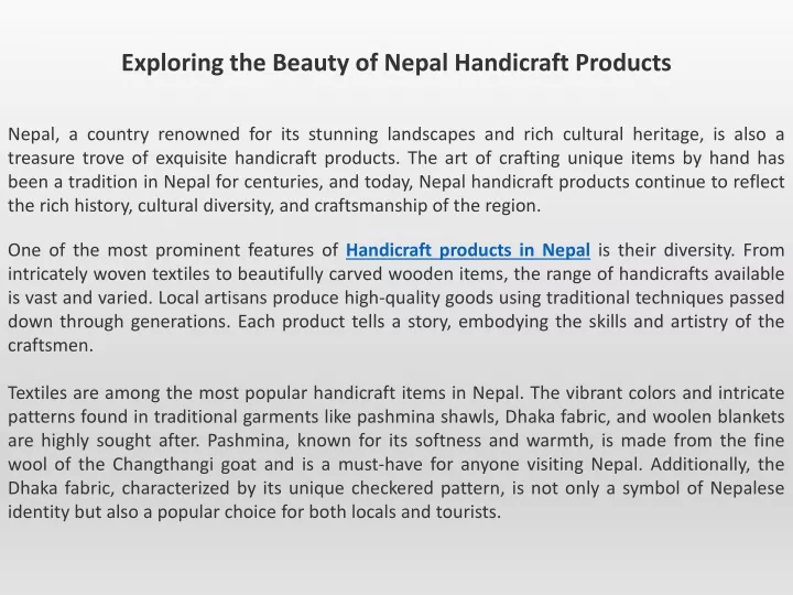 exploring the beauty of nepal handicraft products