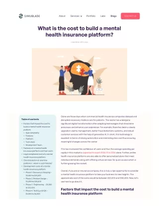 What is the cost to build a mental health insurance platform
