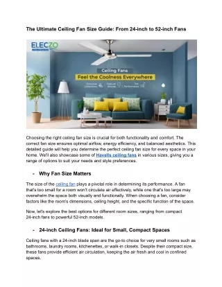 The Ultimate Ceiling Fan Size Guide: From 24-inch to 52-inch Fans