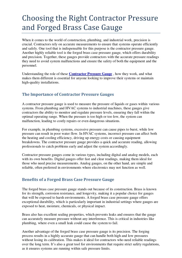 choosing the right contractor pressure and forged