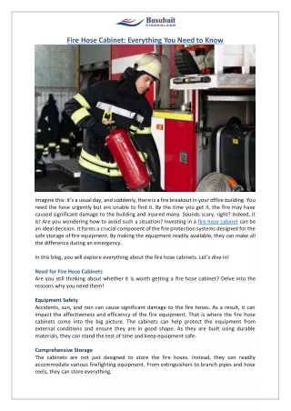 Protect Your Assets with Fire Hose Cabinets | Busubait Fiberglass