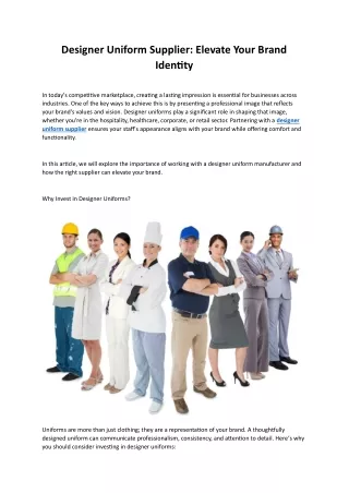Designer Uniform Supplier: Elevate Your Brand Identity