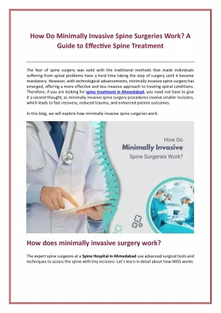 How Do Minimally Invasive Spine Surgeries Work A Guide to Effective Spine Treatment