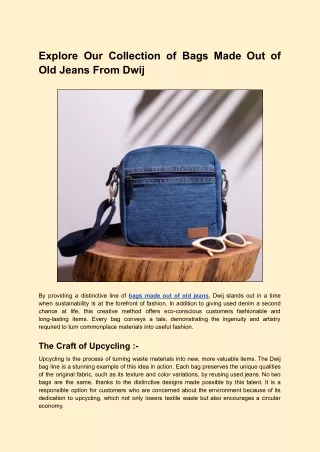 Explore Our Collection of Bags Made Out of Old Jeans From Dwij
