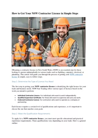 How to Get Your NSW Contractor Licence in Simple Steps