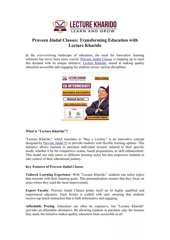 praveen jindal classes transforming education