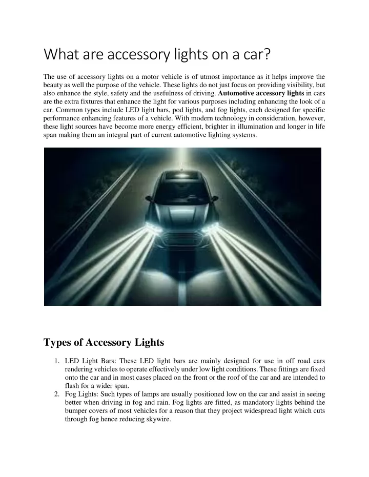 what are accessory lights on a car