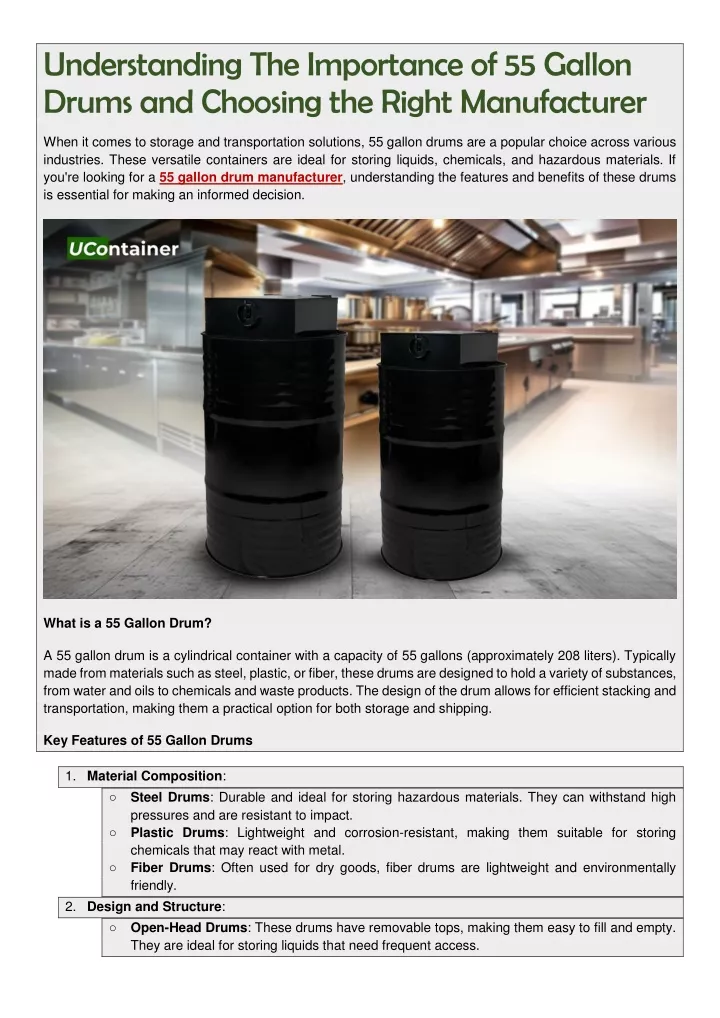 understanding the importance of 55 gallon drums