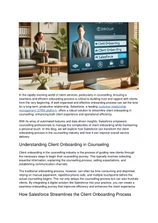 Streamlining Client Onboarding in Counseling with Salesforce
