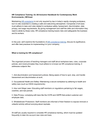 hr compliance training an all inclusive handbook